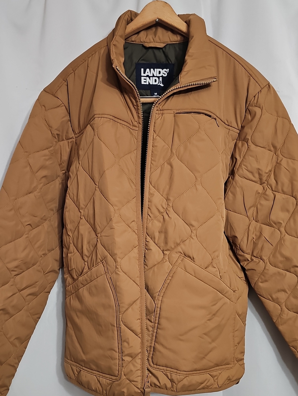 Lands' End Men's Insulated Quilted Jacket Golden Tan Size Medium 38-40 New